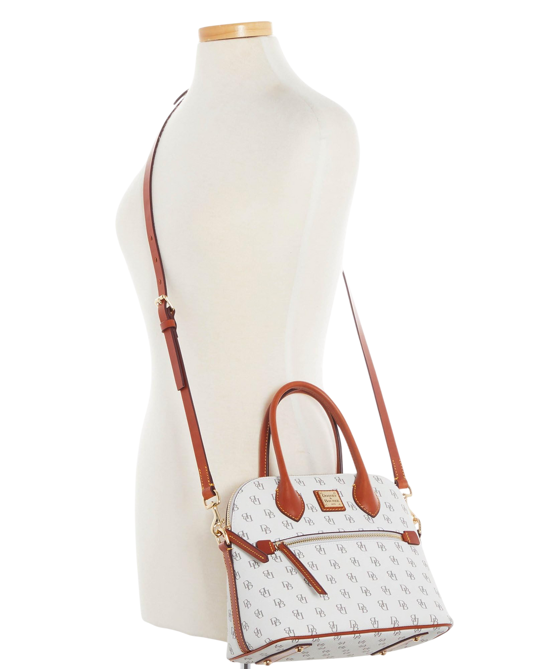 Dooney & Bourke Gretta Domed Satchel – White Structured Zip Tote Bag