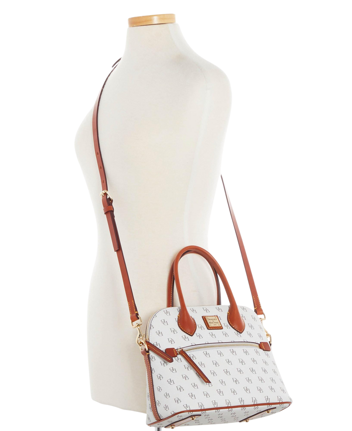 Dooney & Bourke Gretta Domed Satchel – White Structured Zip Tote Bag