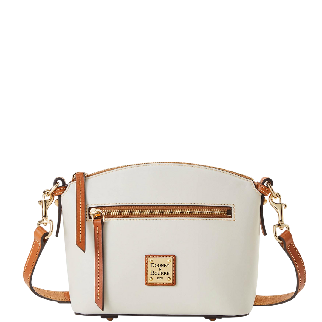 Dooney & Bourke Wexford Leather Domed Crossbody – White Zip Bag