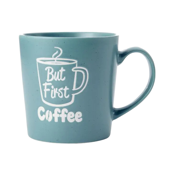 Pfaltzgraff 16oz Mug – "But First, Coffee" Stoneware with Wax Resist Finish