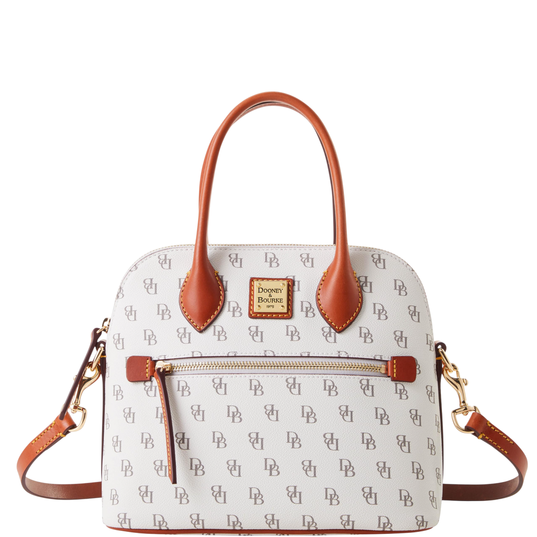 Dooney & Bourke Gretta Domed Satchel – White Structured Zip Tote Bag