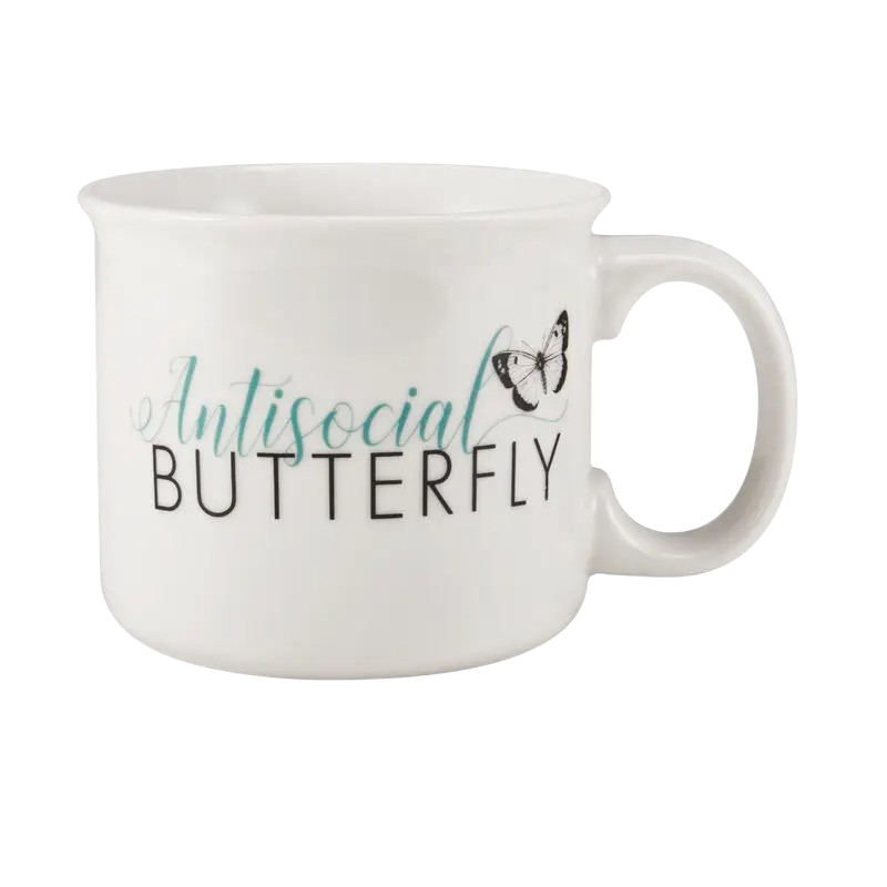 Pfaltzgraff 18oz "Antisocial Butterfly" Mug – Porcelain Camper Mug