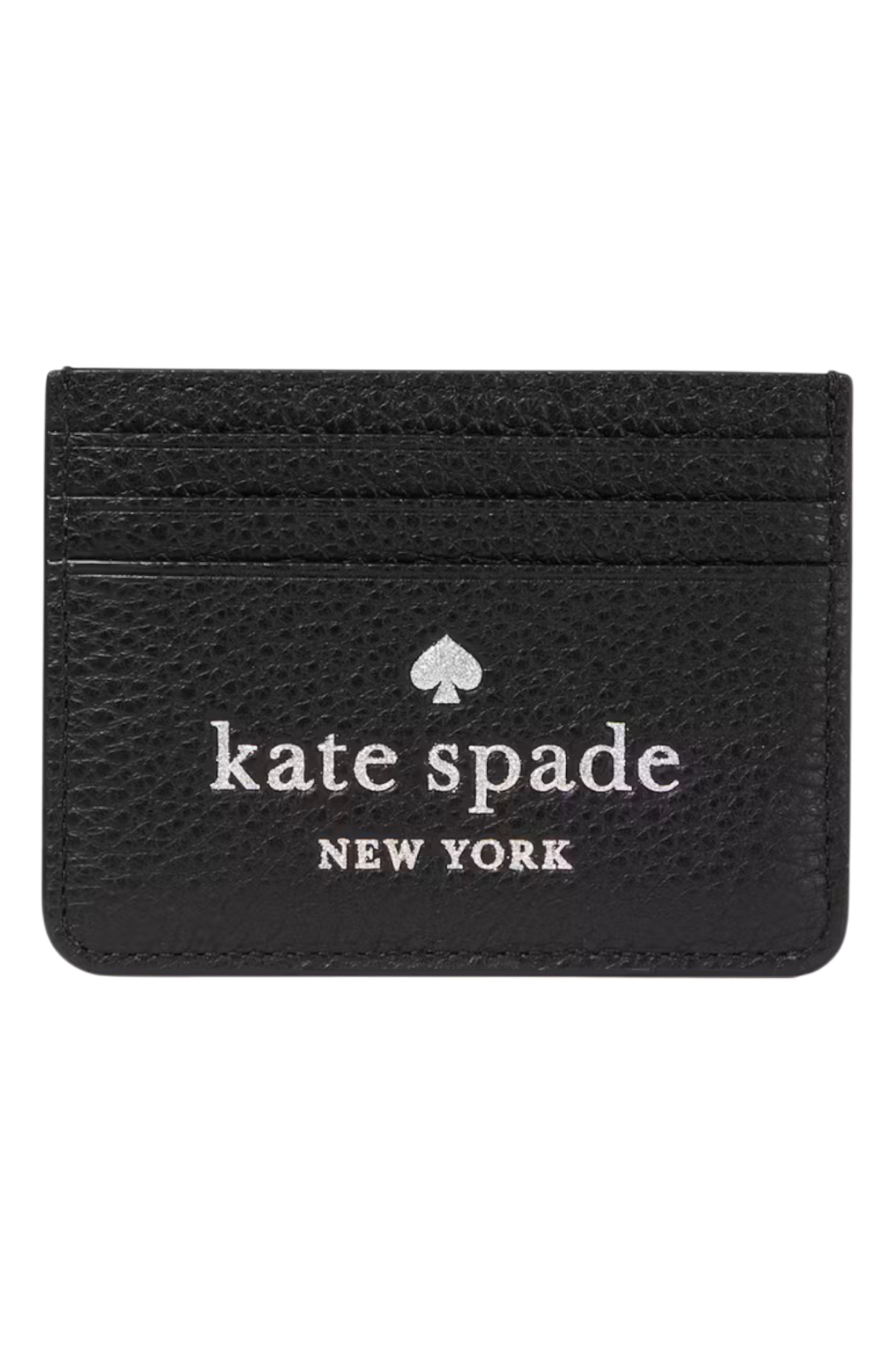Kate Spade Glitter On Small Slim Card Holder – Black Pebbled Leather