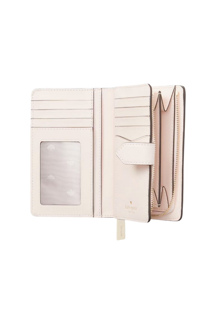Kate Spade Staci Medium Bifold Wallet – Light Rose Saffiano Leather