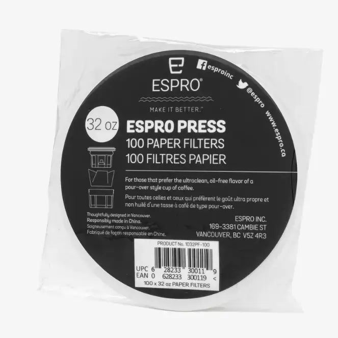 ESPRO Paper Filters for P3, P5 & P7 Coffee Press – 100 Pack