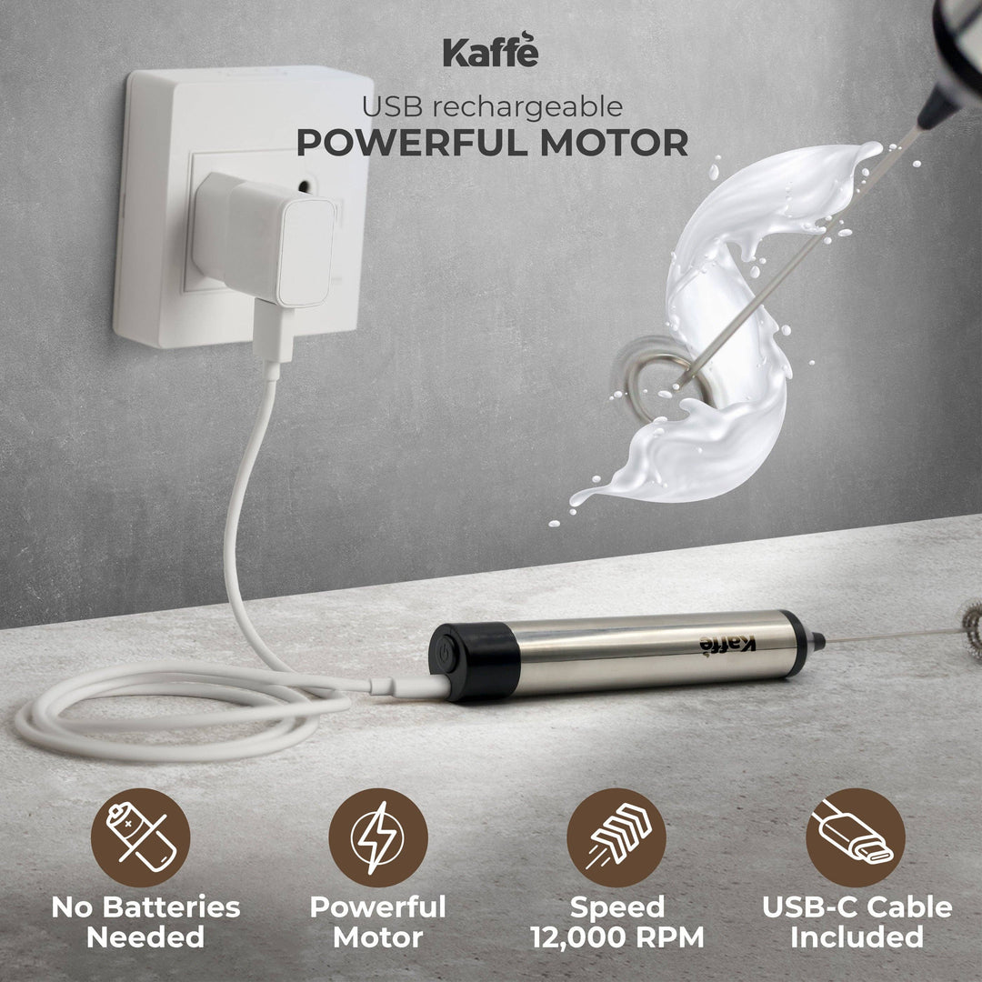 Handheld Milk Frother - USB Rechargeable & Portable