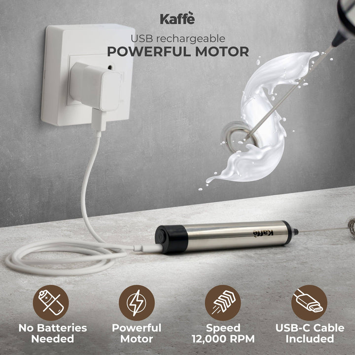 Handheld Milk Frother - USB Rechargeable & Portable