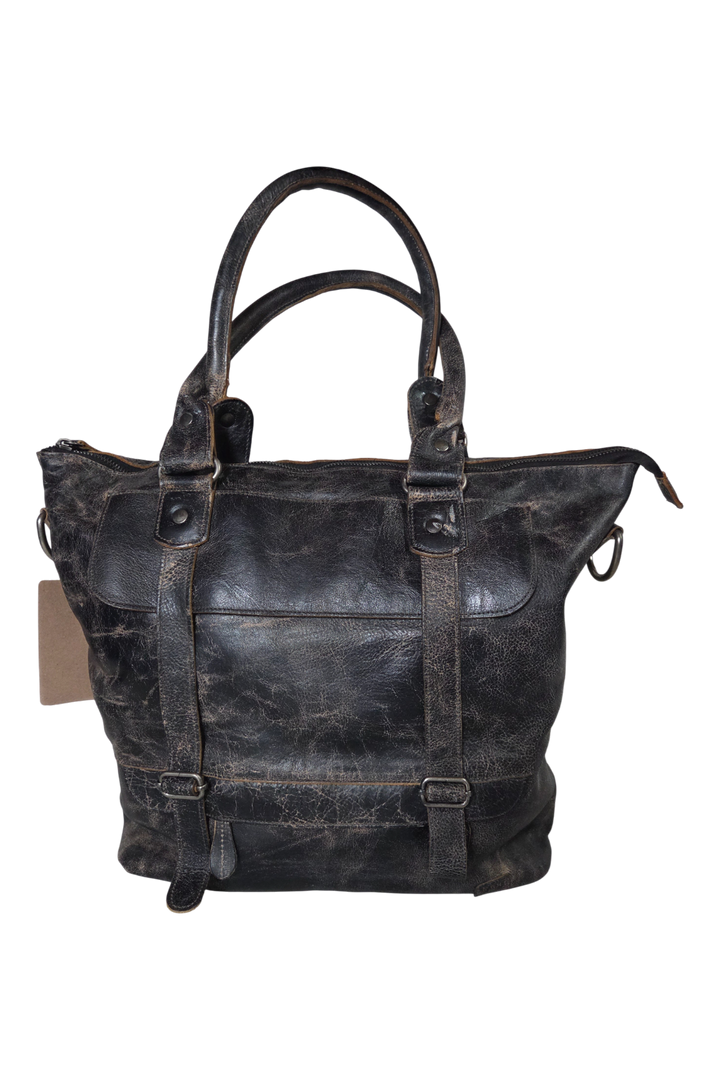 Bed Stu Big Fork Tote – Black Lux Full Grain Leather