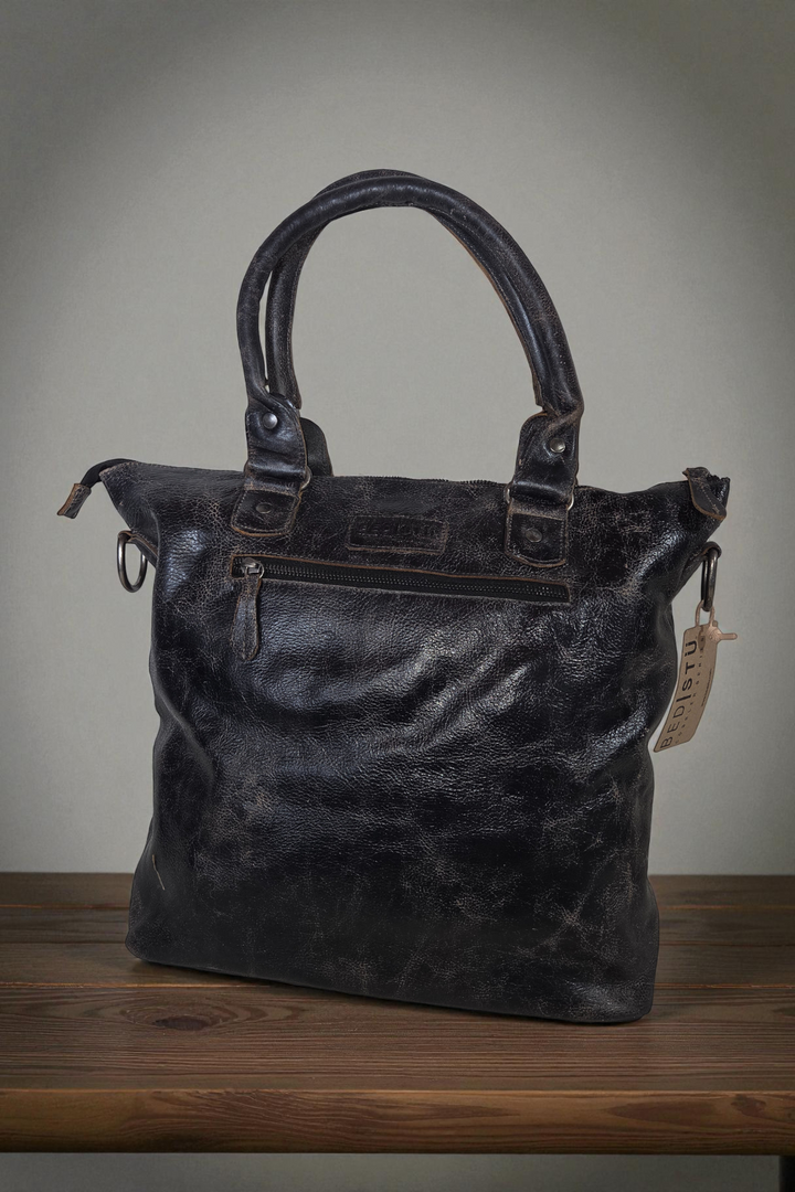 Bed Stu Big Fork Tote – Black Lux Full Grain Leather
