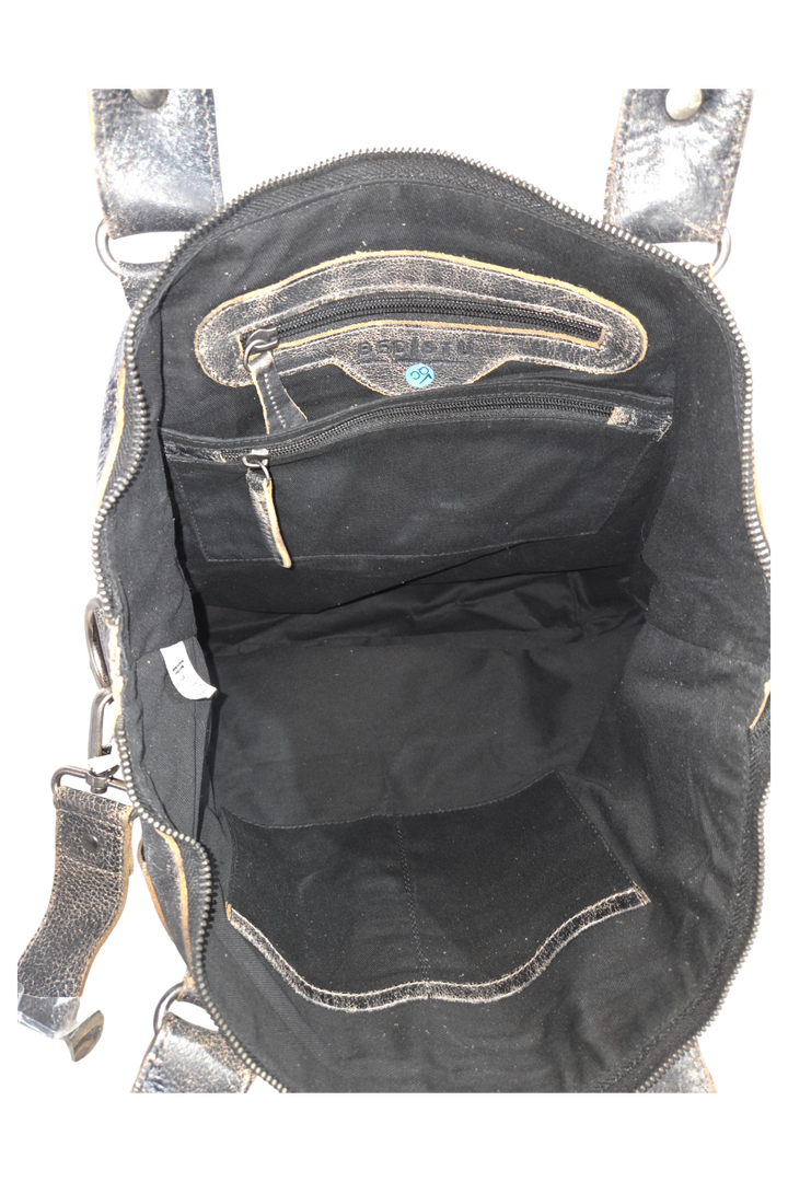 Bed Stu Big Fork Tote – Black Lux Full Grain Leather