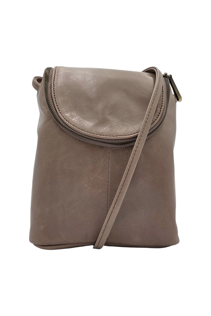 HOBO Fern Crossbody – Polished Leather Bag in Ash