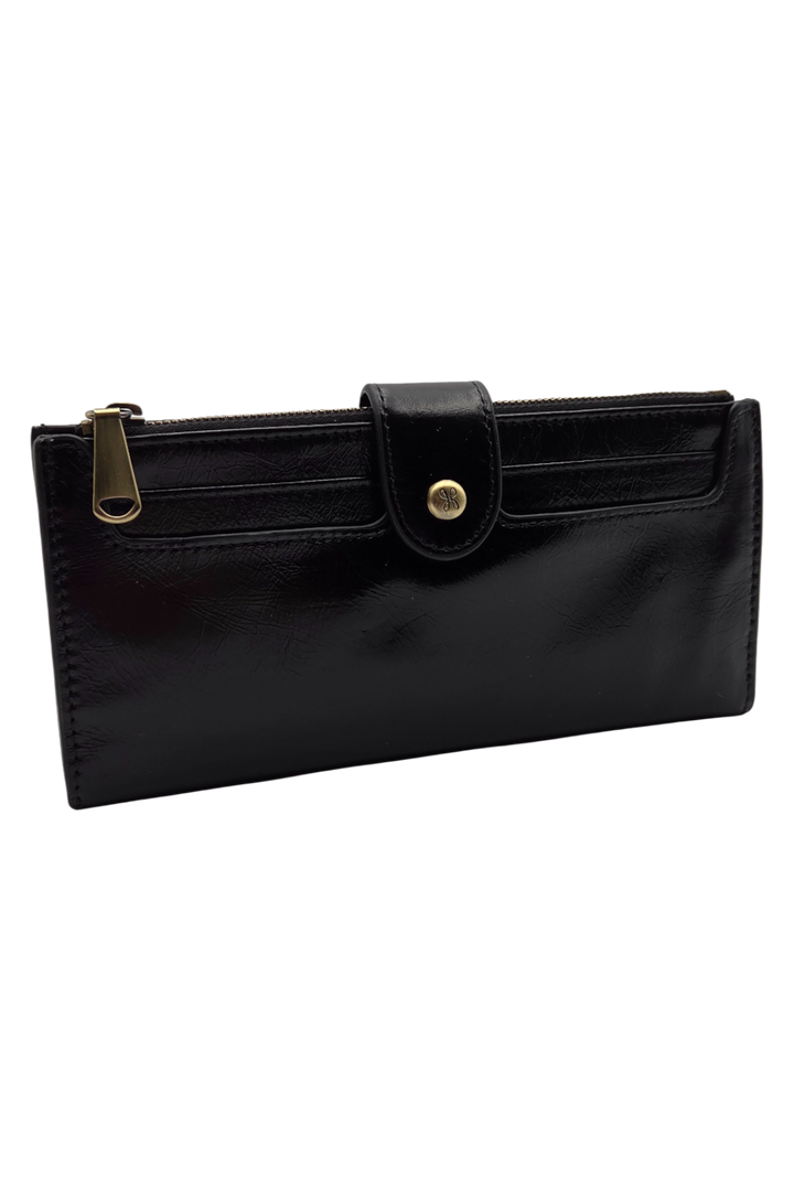 Hobo Dunn Polished Leather Bifold Wallet – Black