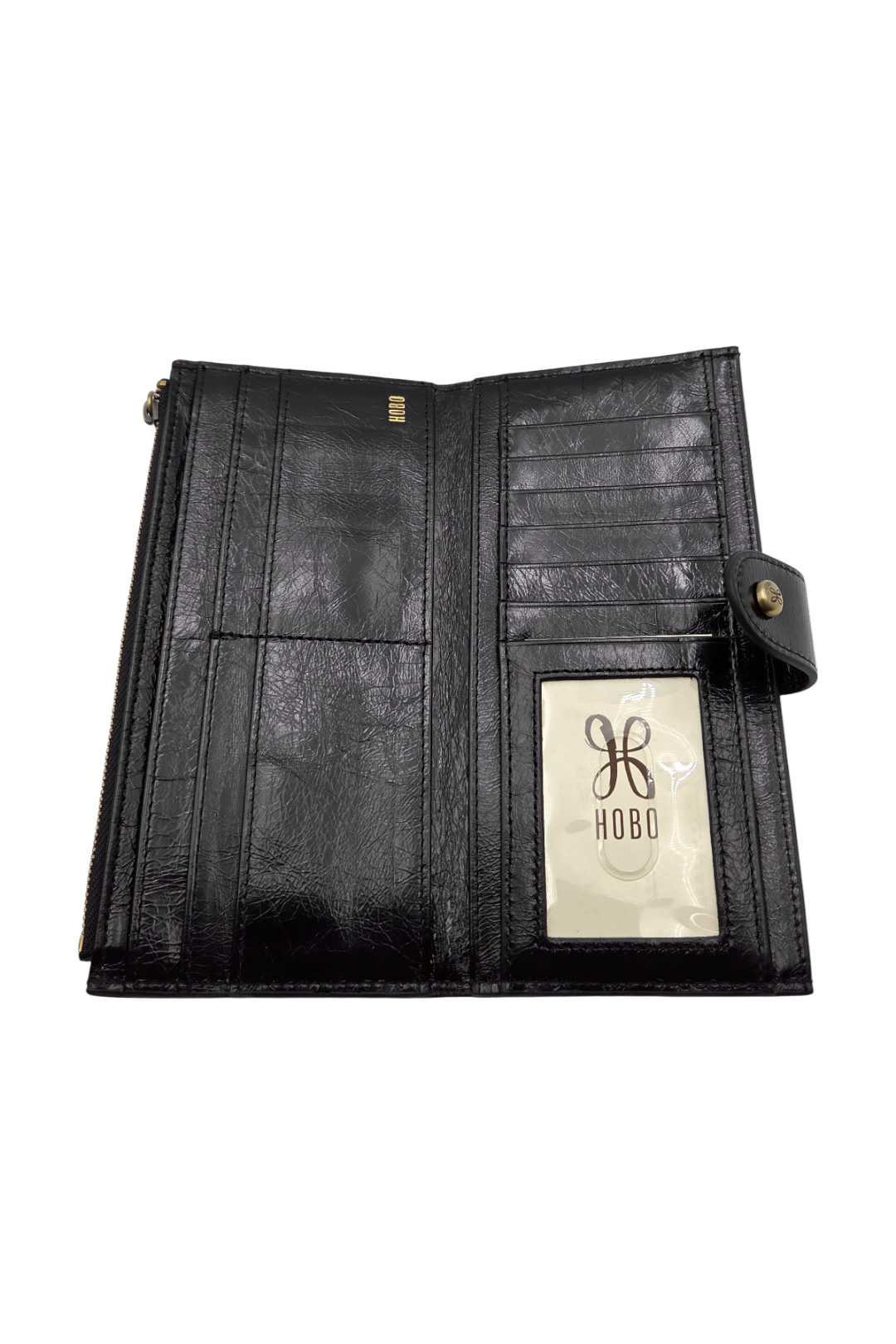Hobo Dunn Polished Leather Bifold Wallet – Black