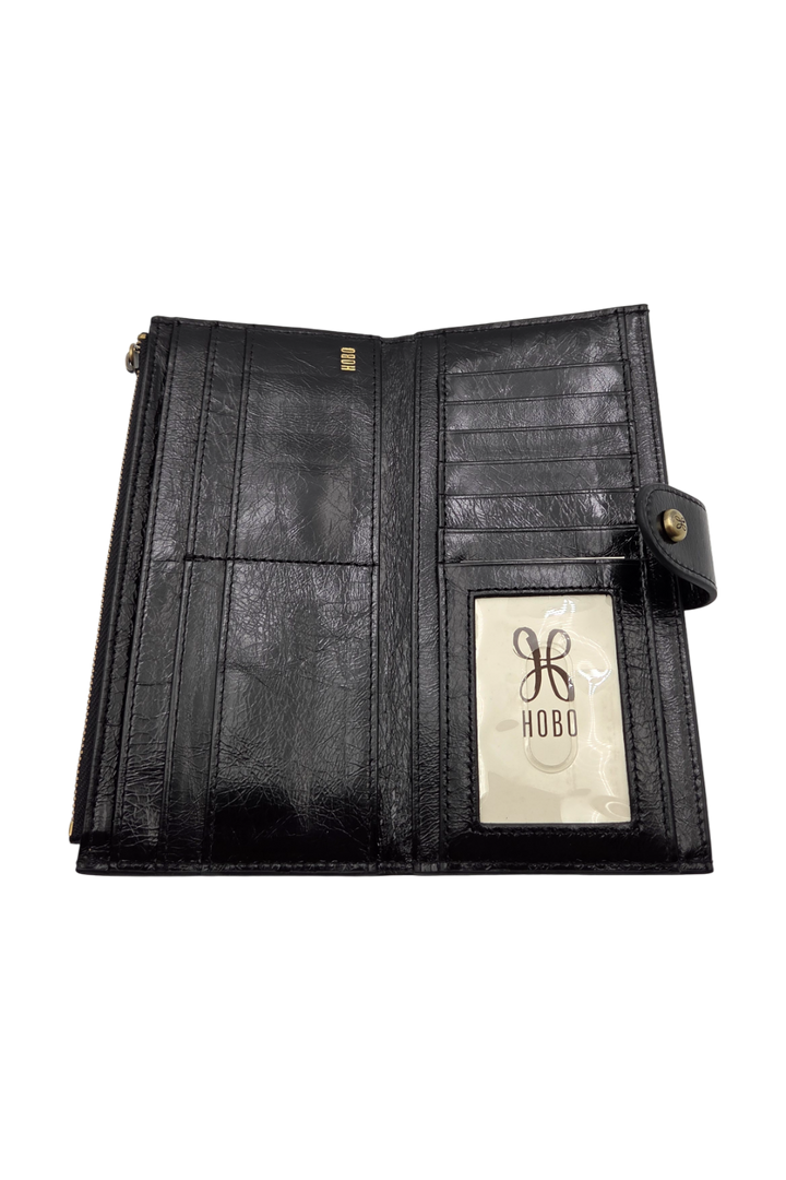 Hobo Dunn Polished Leather Bifold Wallet – Black