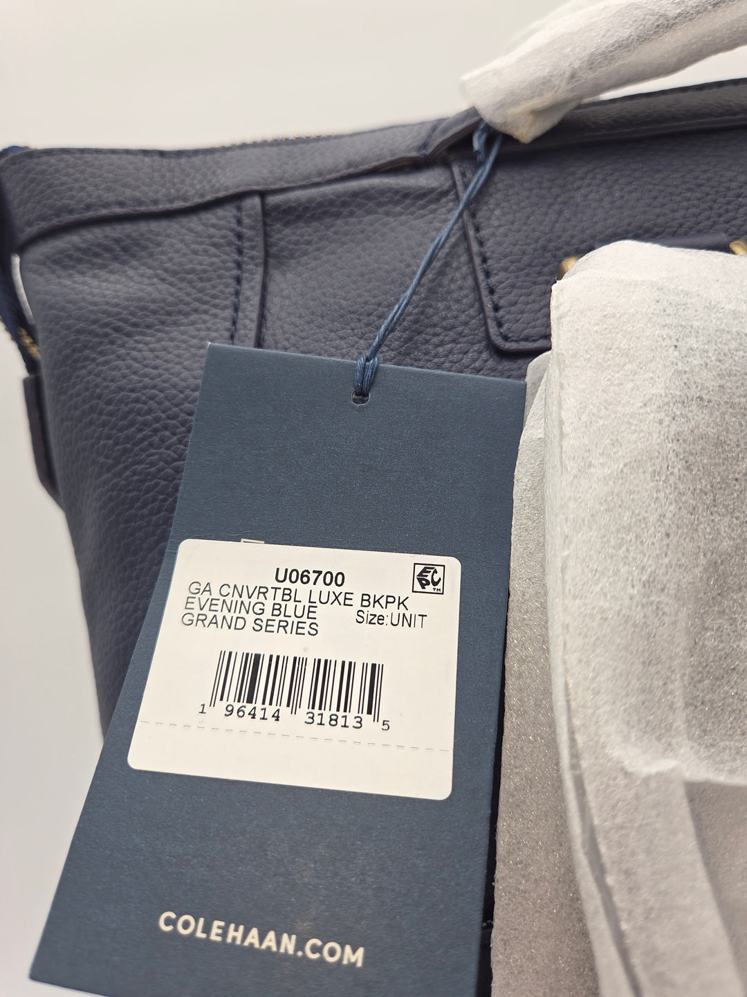 Cole Haan Grand Ambition Convertible Luxe Leather Backpack – Evening Blue