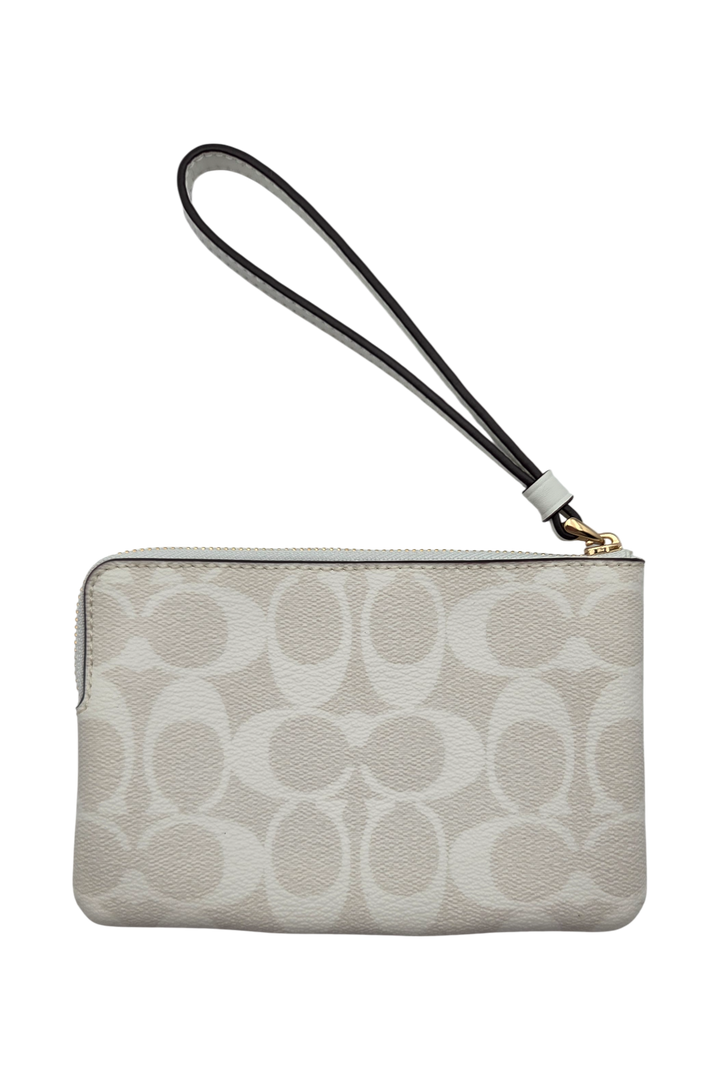 Coach Corner Zip Wristlet in Signature Canvas – Glacier White