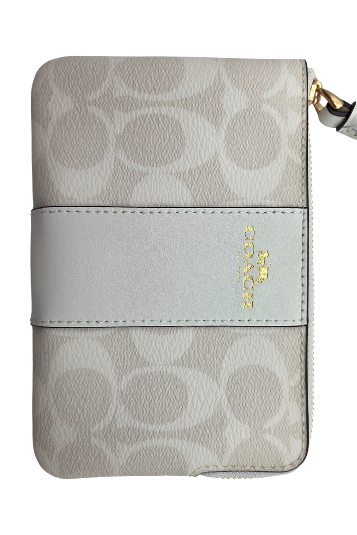Coach Corner Zip Wristlet in Signature Canvas – Glacier White