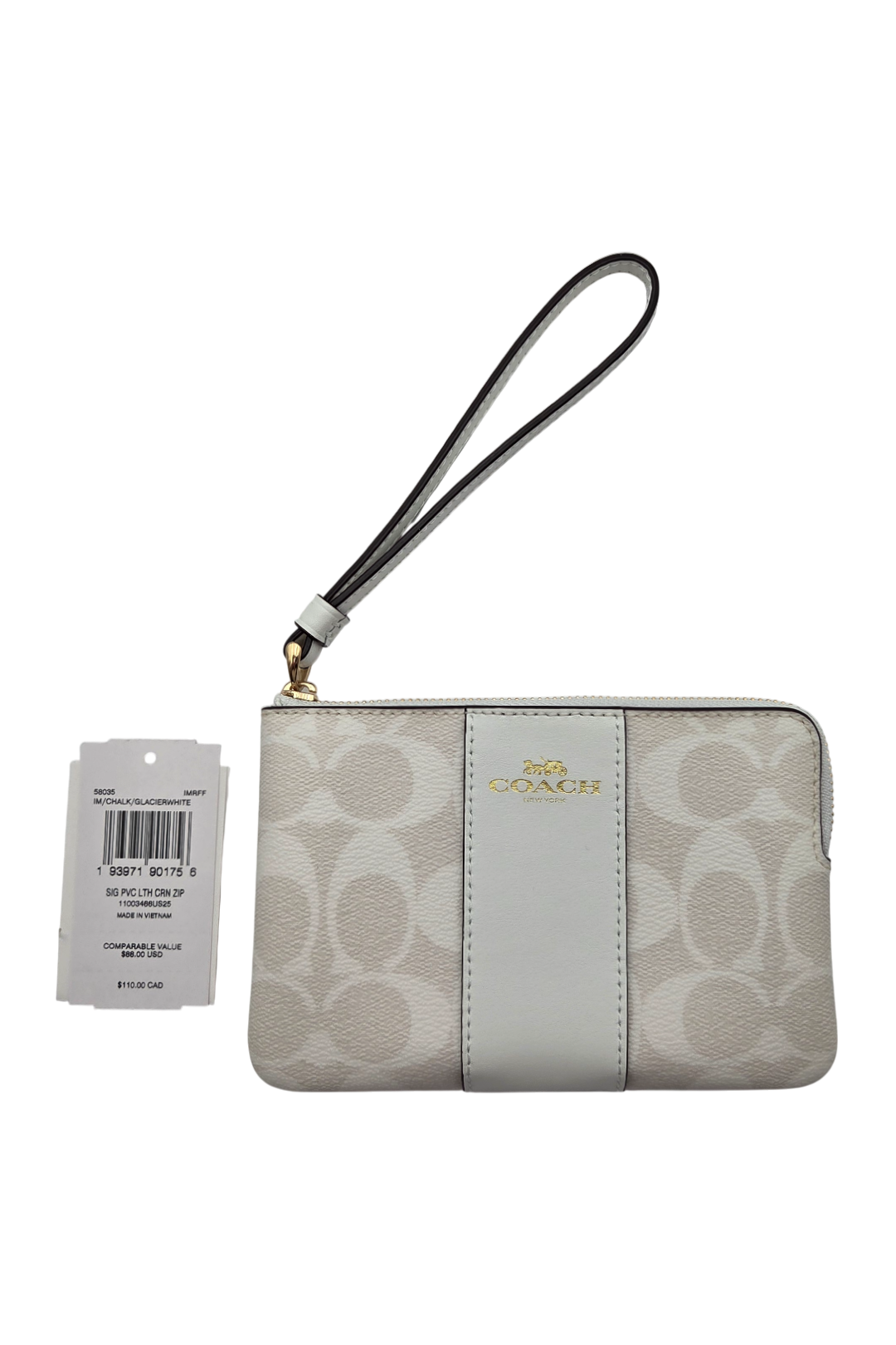 Coach Corner Zip Wristlet in Signature Canvas – Glacier White