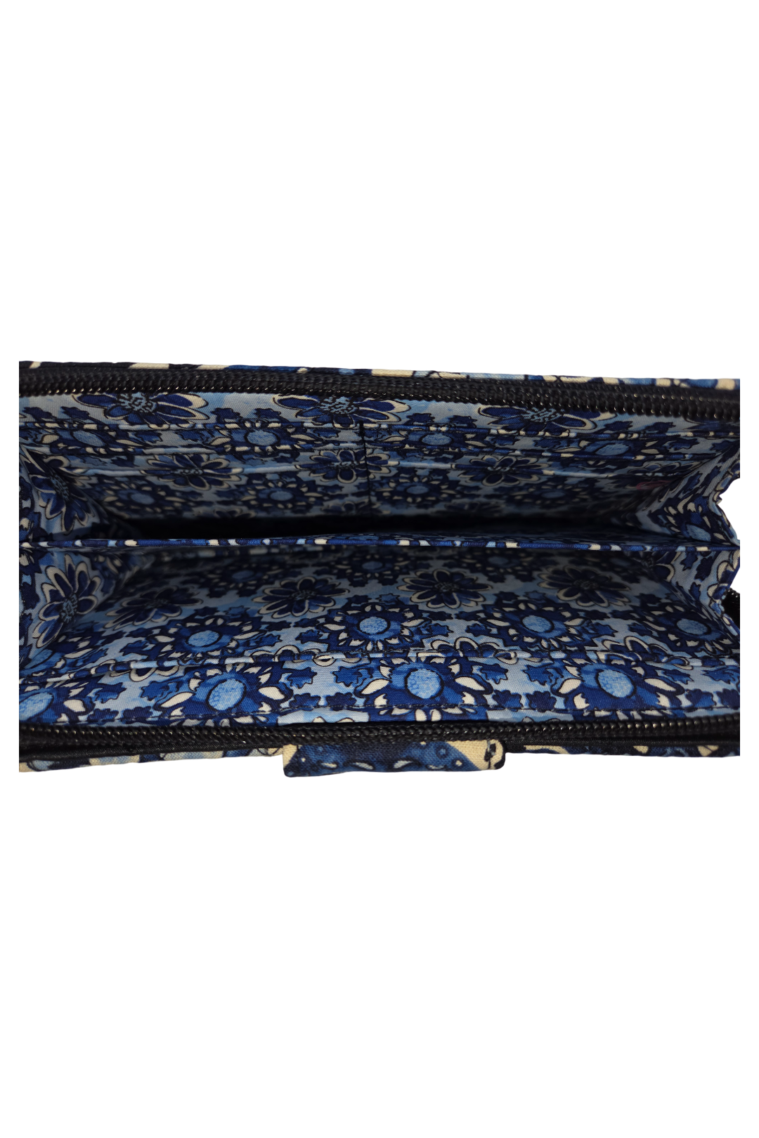 Vera Bradley Turnlock Wallet RFID Cotton Island Tile Blue