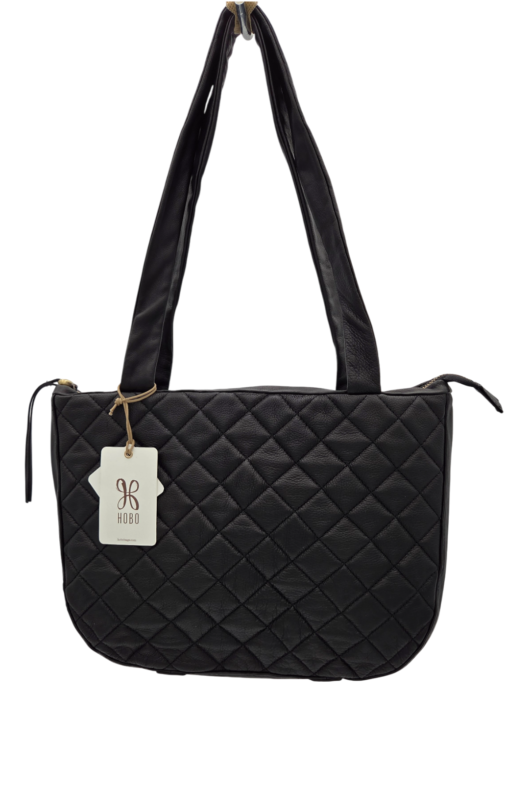 Hobo Carver Quilted Leather Shoulder Bag – Black