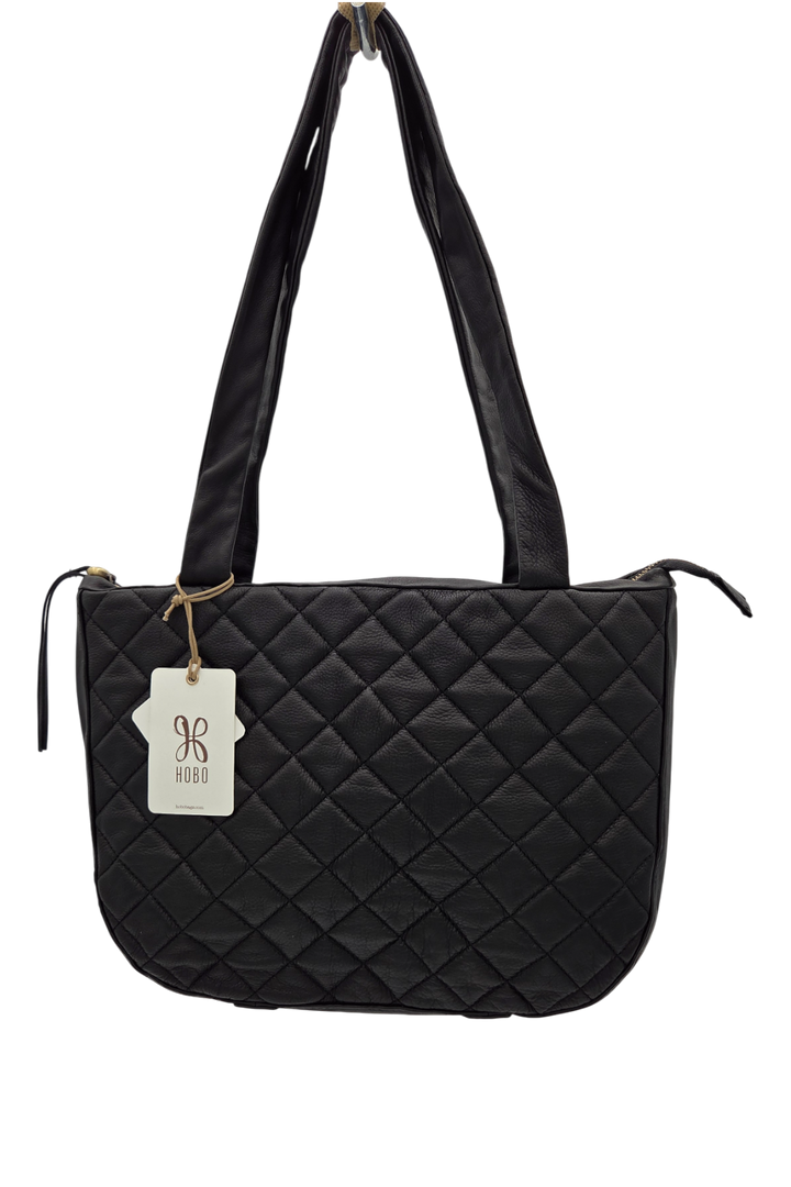 Hobo Carver Quilted Leather Shoulder Bag – Black