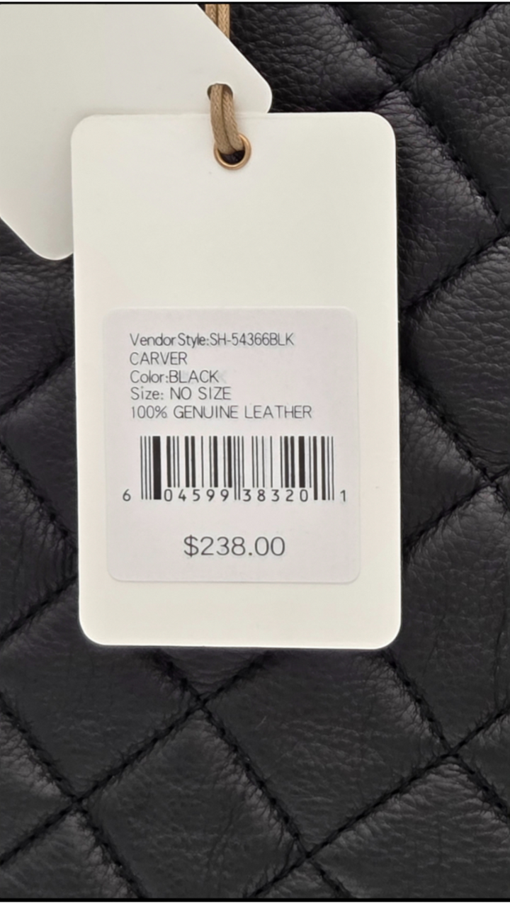 Hobo Carver Quilted Leather Shoulder Bag – Black