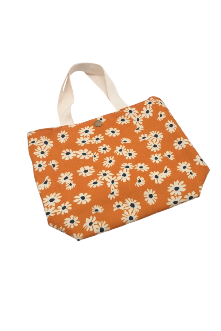Vintage Floral Corduroy Tote – Yellow