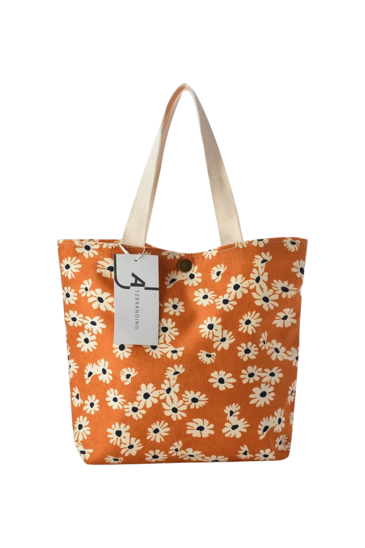 Vintage Floral Corduroy Tote – Yellow
