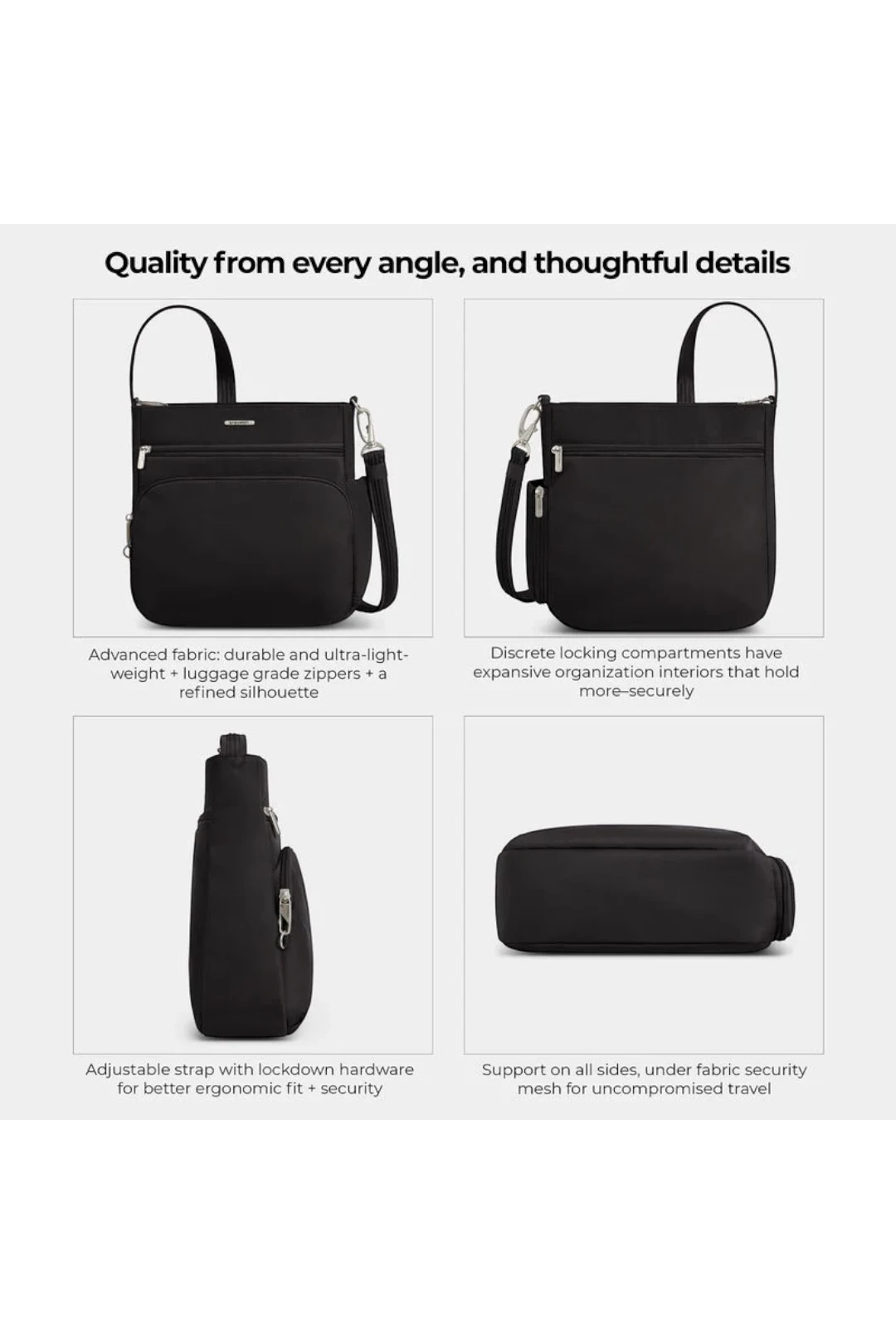 Travelon Anti-Theft Classic North/South Crossbody Bag - Black