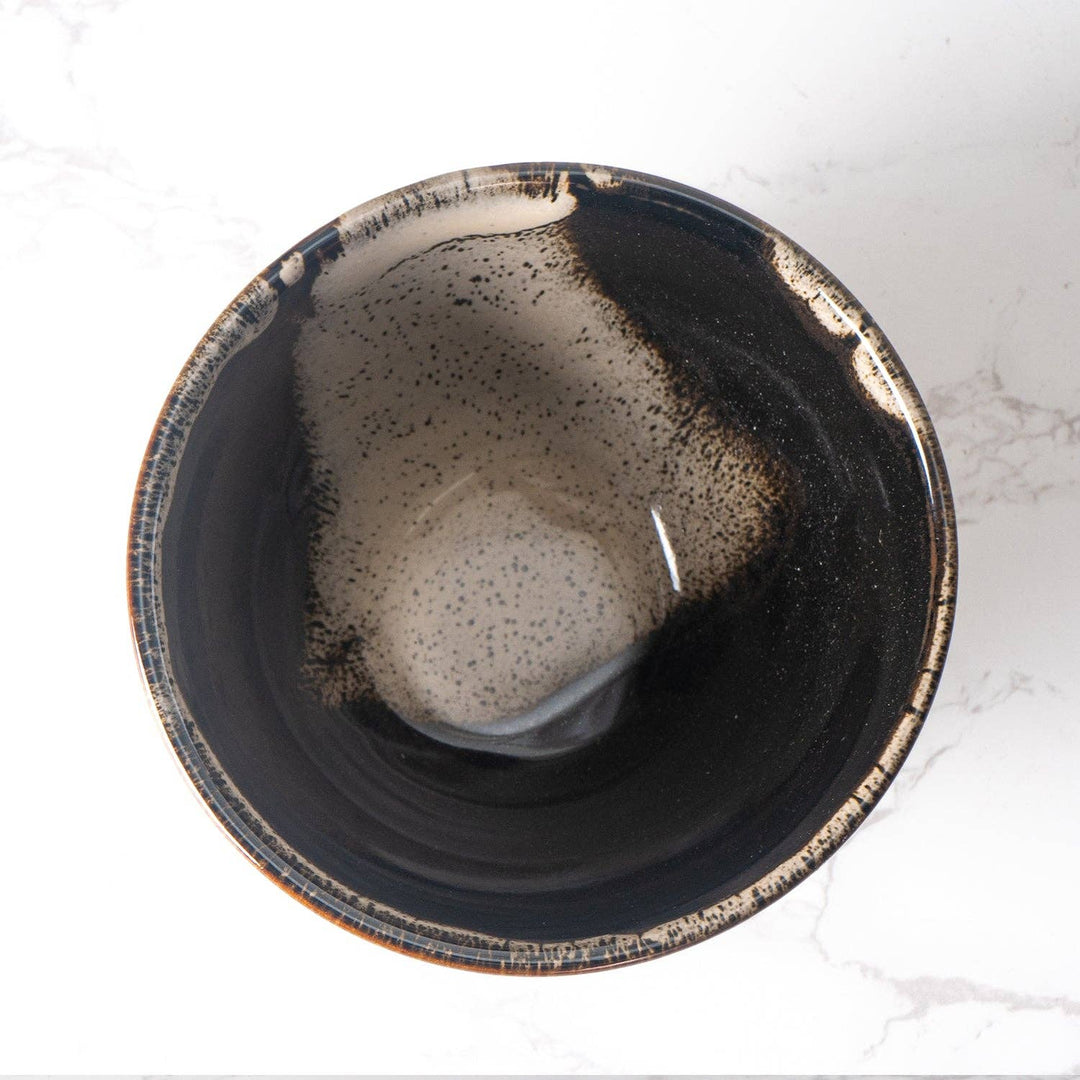 Matcha Bowl – Rokubei Machawan Brown & White (12 oz)