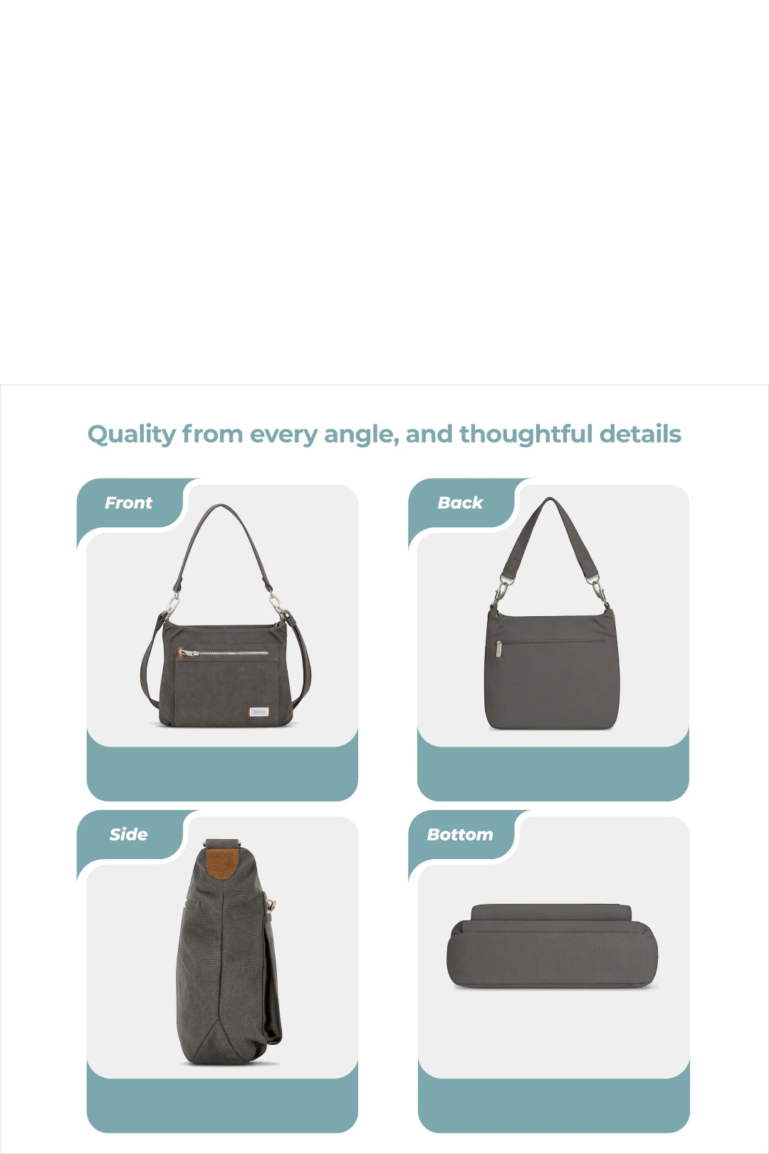 Travelon Anti-Theft Heritage Hobo Bag – Pewter