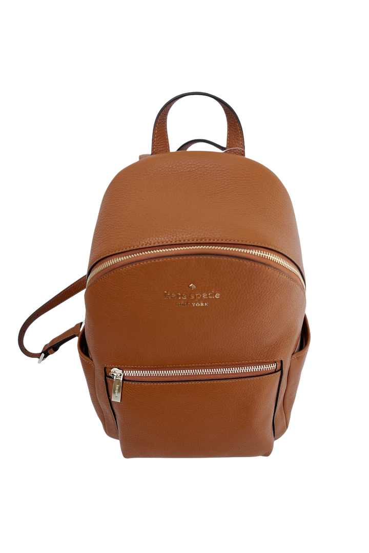 Kate Spade Leila Pebbled Leather Medium Dome Backpack – Warm Gingerbread