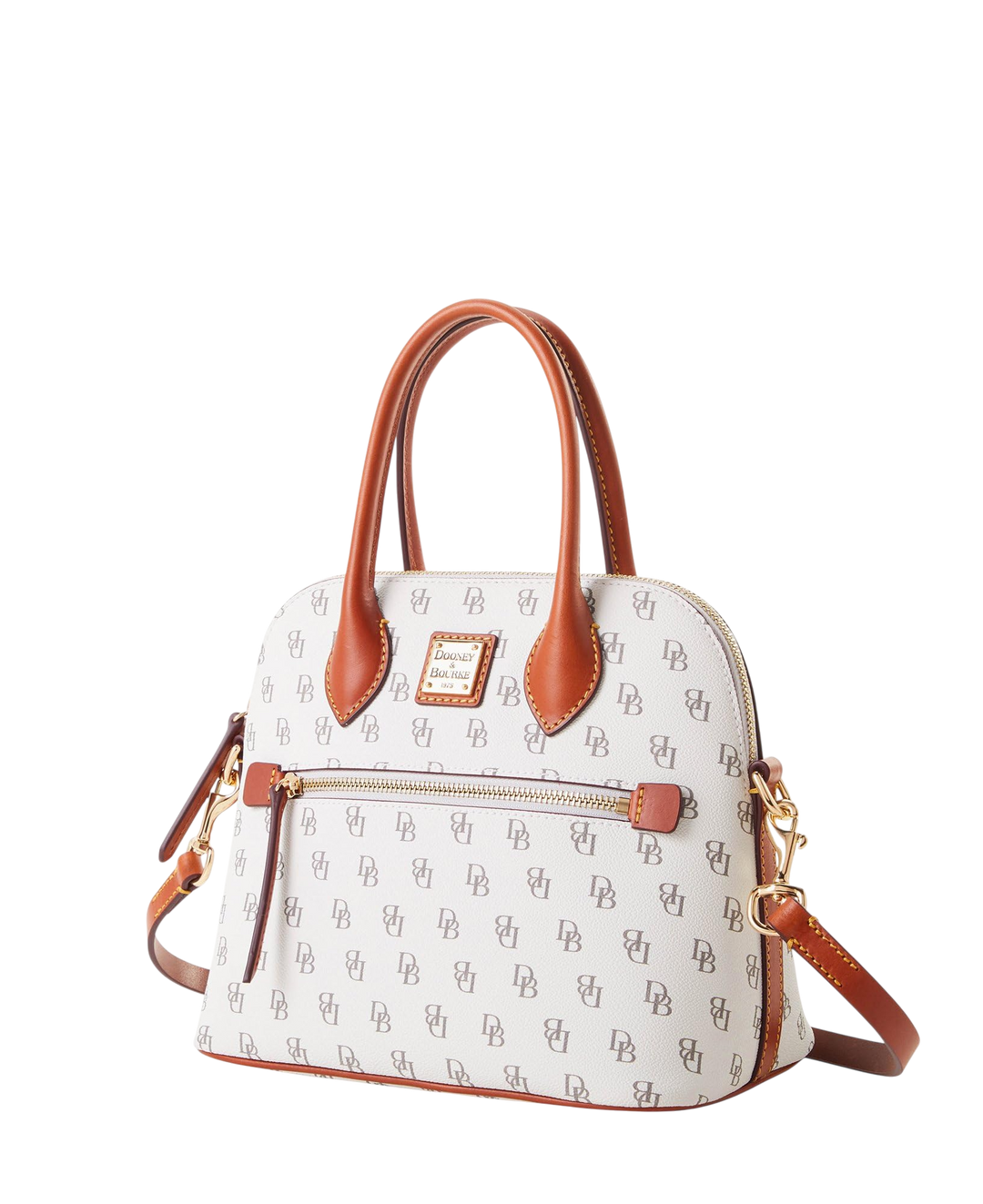 Dooney & Bourke Gretta Domed Satchel – White Structured Zip Tote Bag