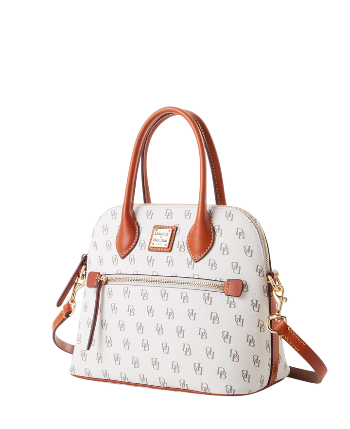 Dooney & Bourke Gretta Domed Satchel – White Structured Zip Tote Bag
