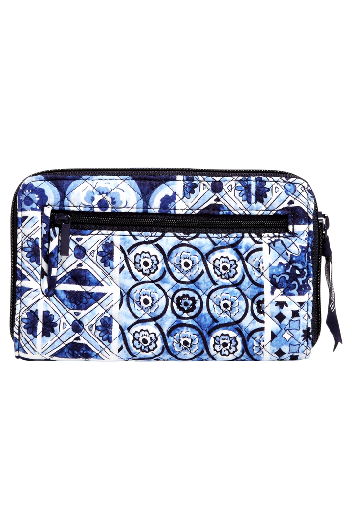 Vera Bradley Turnlock Wallet RFID Cotton Island Tile Blue