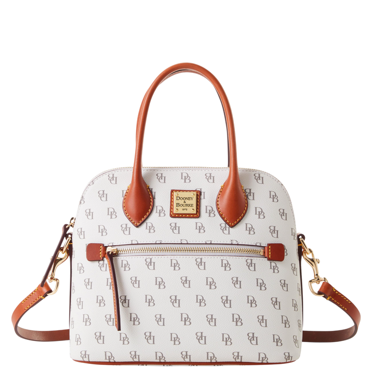 Dooney & Bourke Gretta Domed Satchel – White Structured Zip Tote Bag