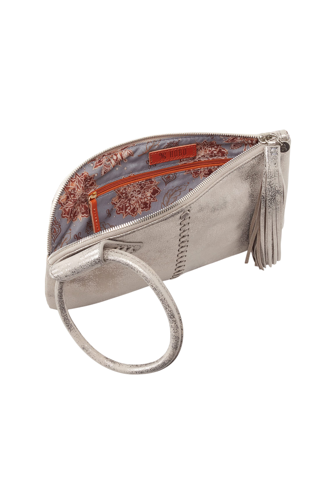 HOBO Sable Leather Wristlet in Distressed Platinum