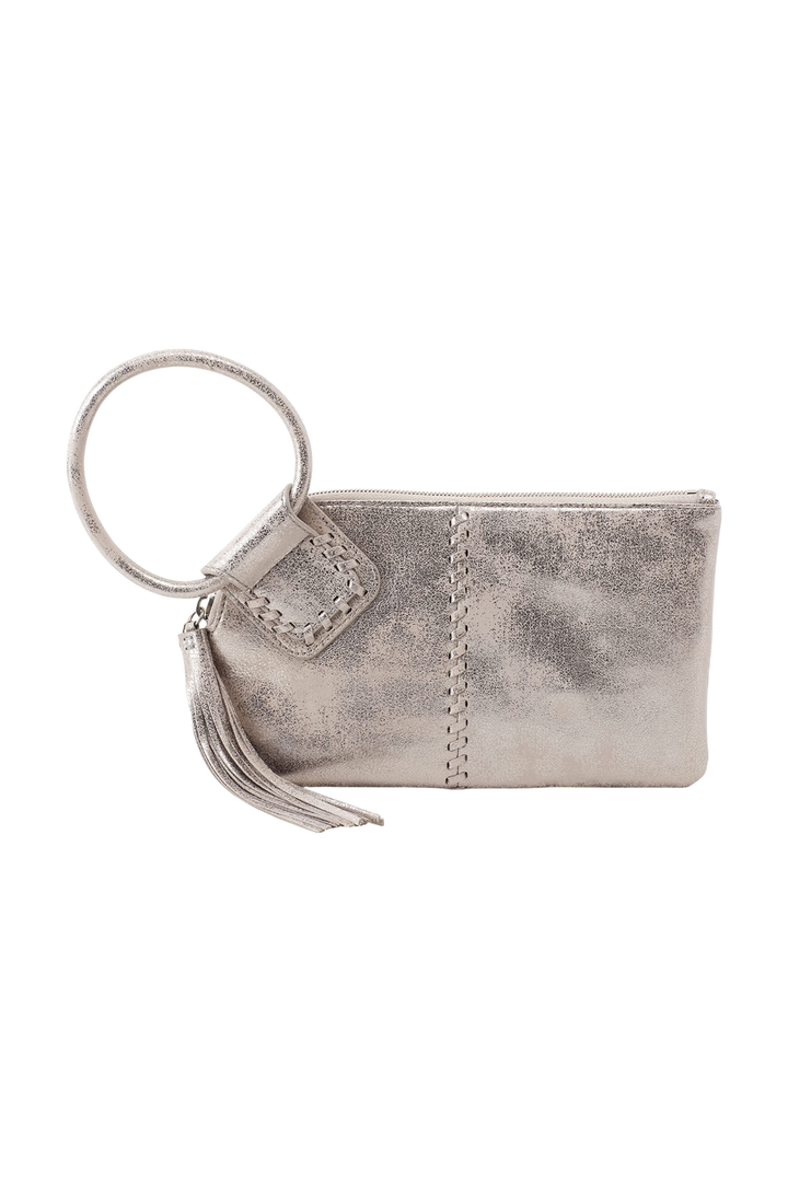 HOBO Sable Leather Wristlet in Distressed Platinum