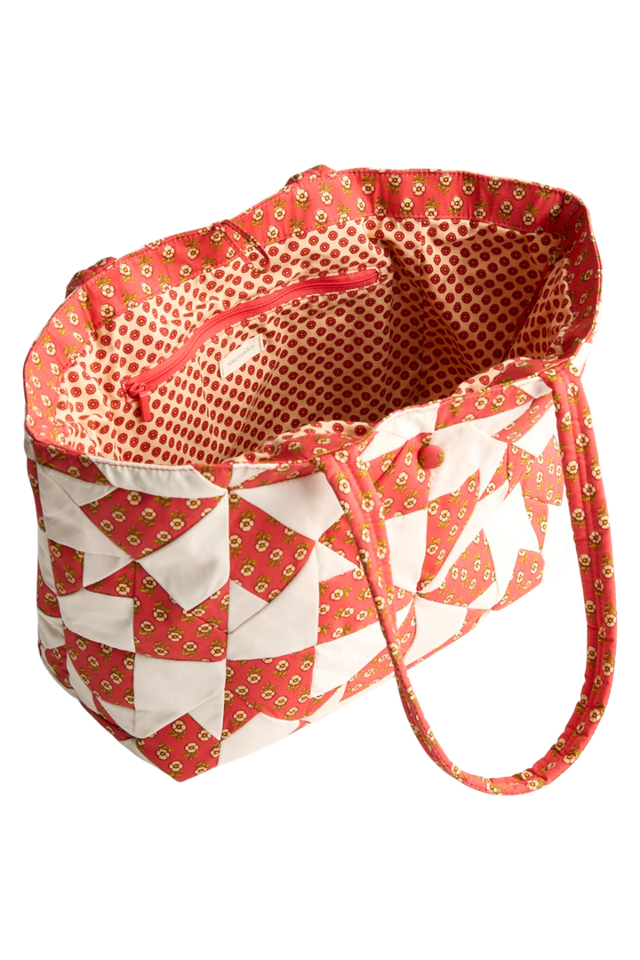 Vera Bradley Small Hathaway Tote – Poppy Patchwork Cotton Handbag
