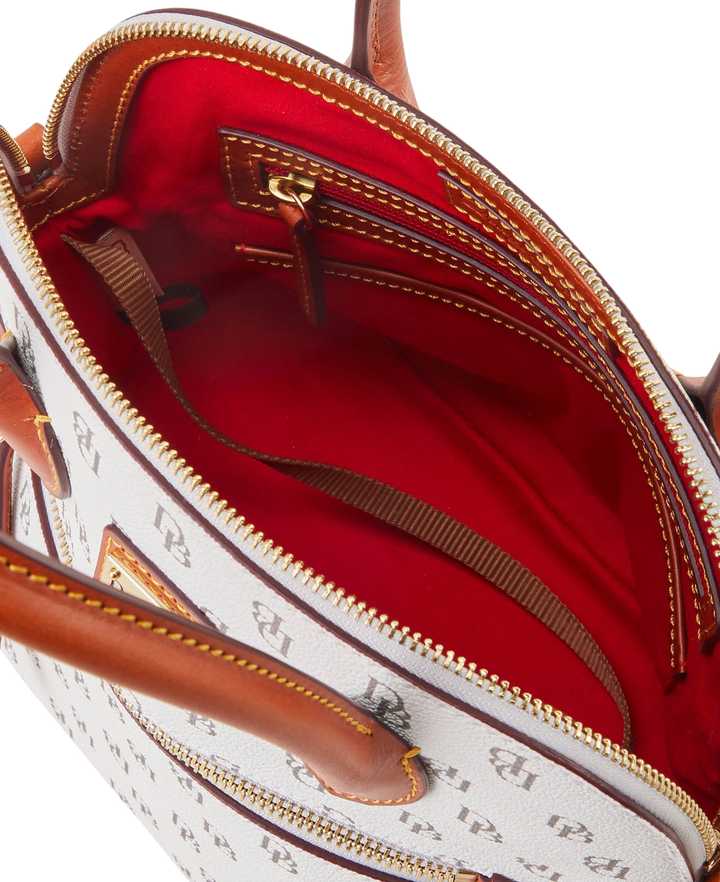 Dooney & Bourke Gretta Domed Satchel – White Structured Zip Tote Bag