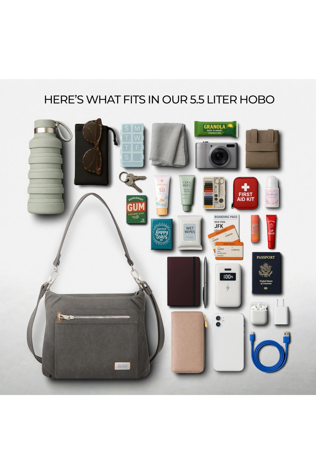 Travelon Anti-Theft Heritage Hobo Bag – Pewter