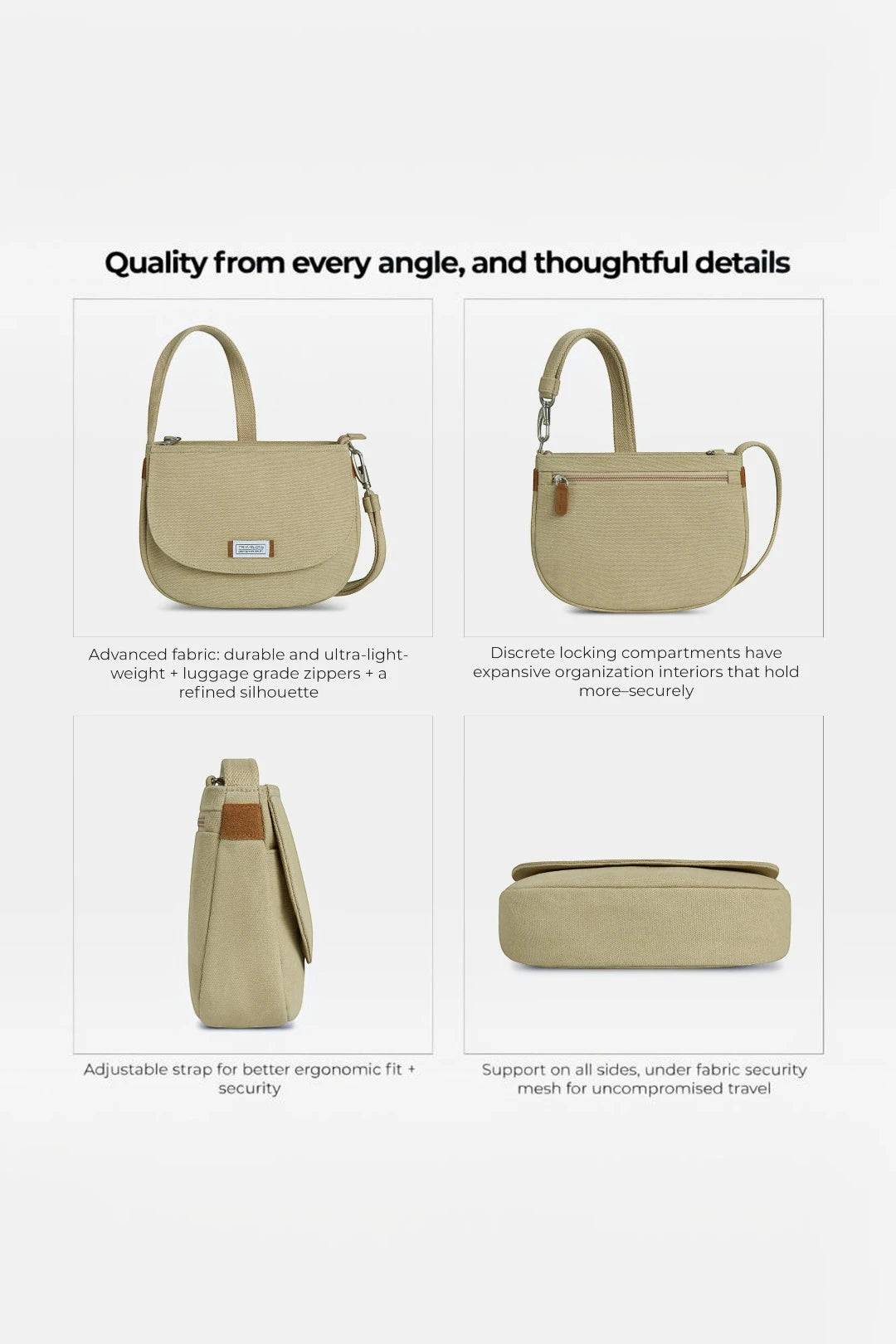 Travelon Anti-Theft Heritage Saddle Crossbody Bag - Natural