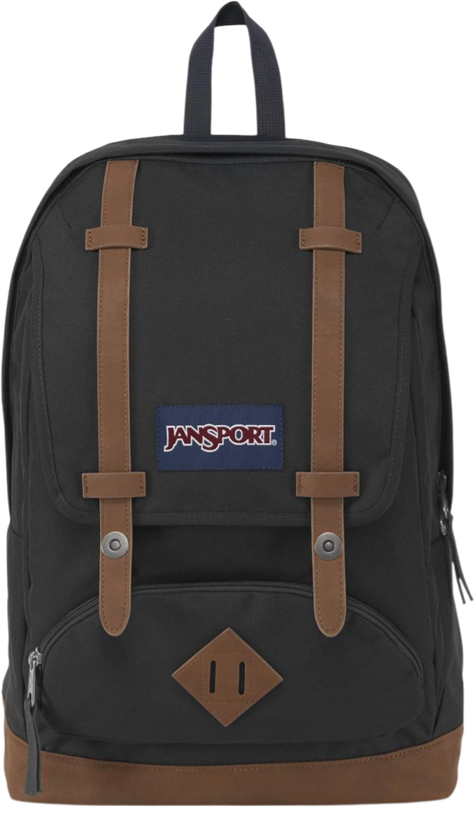 JanSport Cortlandt 15" Laptop Backpack – Black Vegan Leather, Durable & Stylish