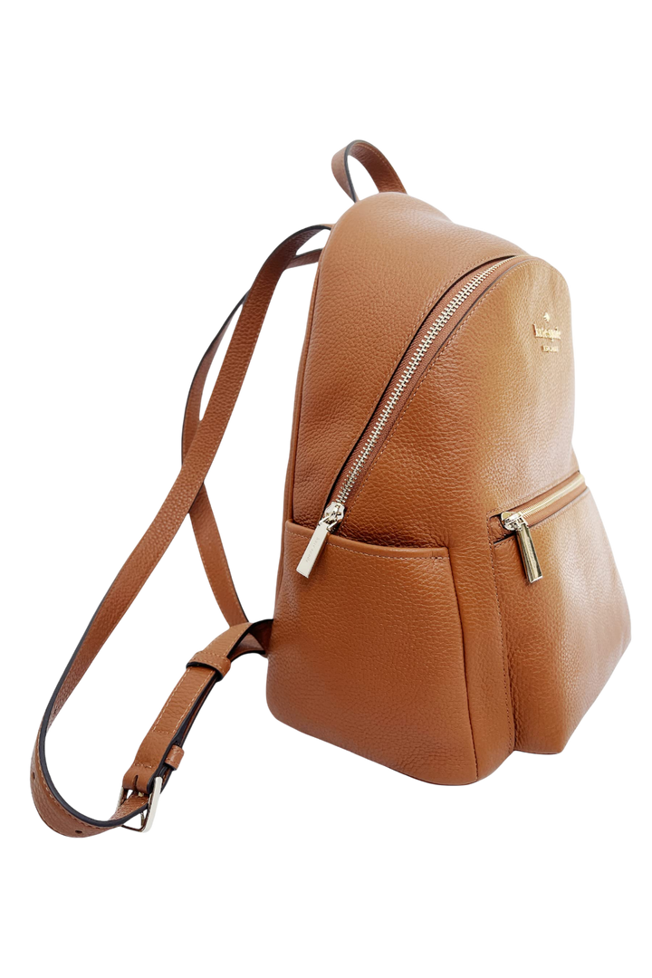 Kate Spade Leila Pebbled Leather Medium Dome Backpack – Warm Gingerbread