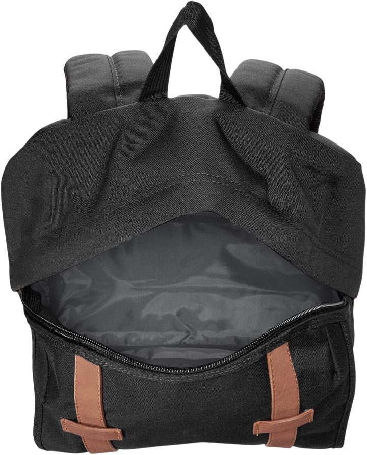 JanSport Cortlandt 15" Laptop Backpack – Black Vegan Leather, Durable & Stylish