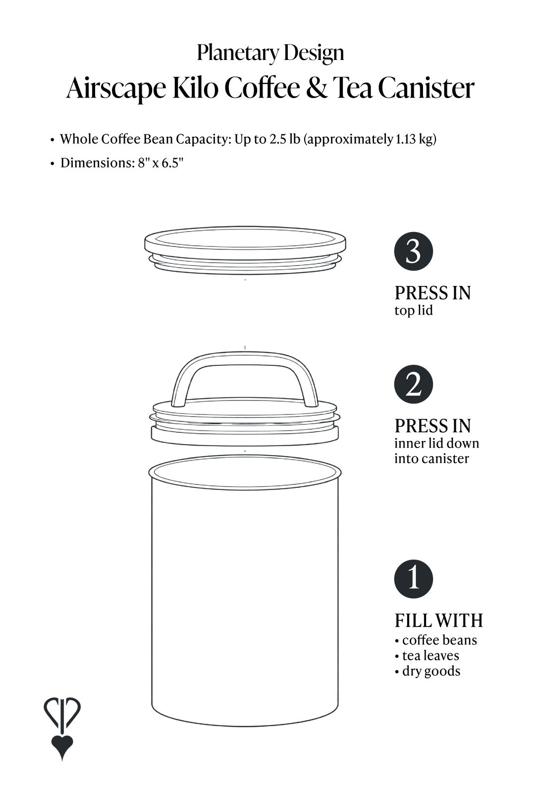 Planetary Design Airscape Kilo Coffee & Tea Canister – Matte Black