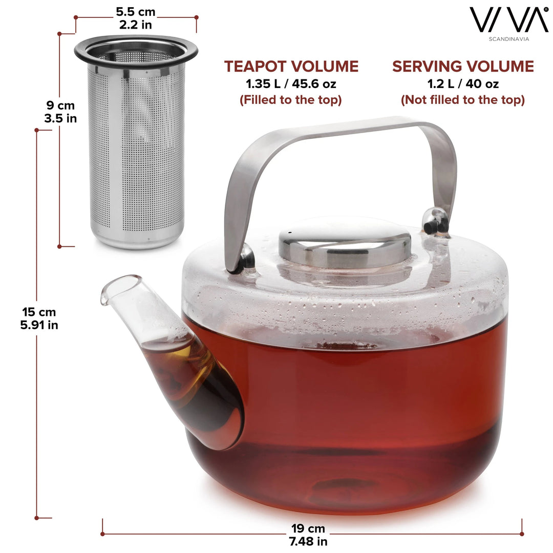 Bjorn™ Glass Teapot with Loose Leaf Tea Infuser – 40 oz