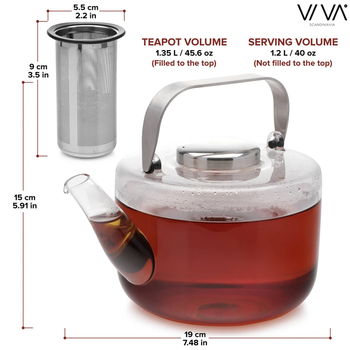 Bjorn™ Glass Teapot with Loose Leaf Tea Infuser – 40 oz