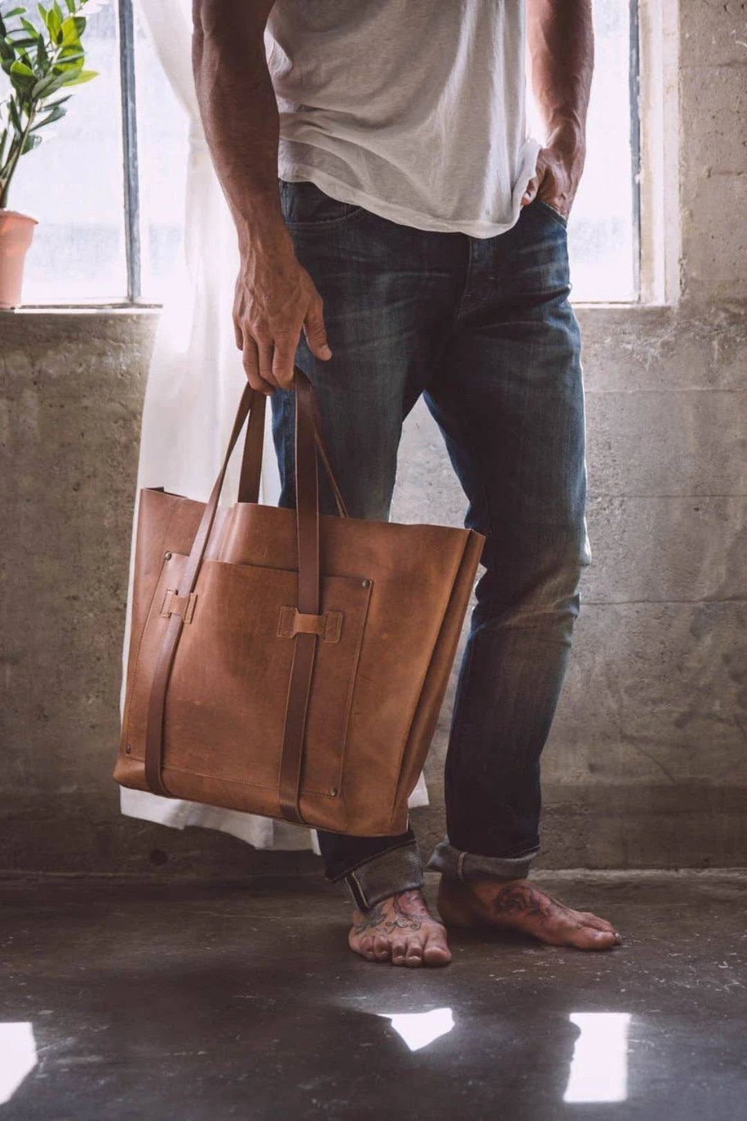 WP Standard Premium Full-Grain Leather Cargo Tote Bag