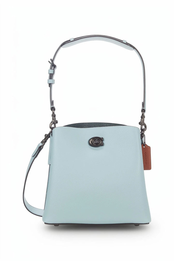 COACH Willow Color-Block Leather Bucket Bag in Sage Multi